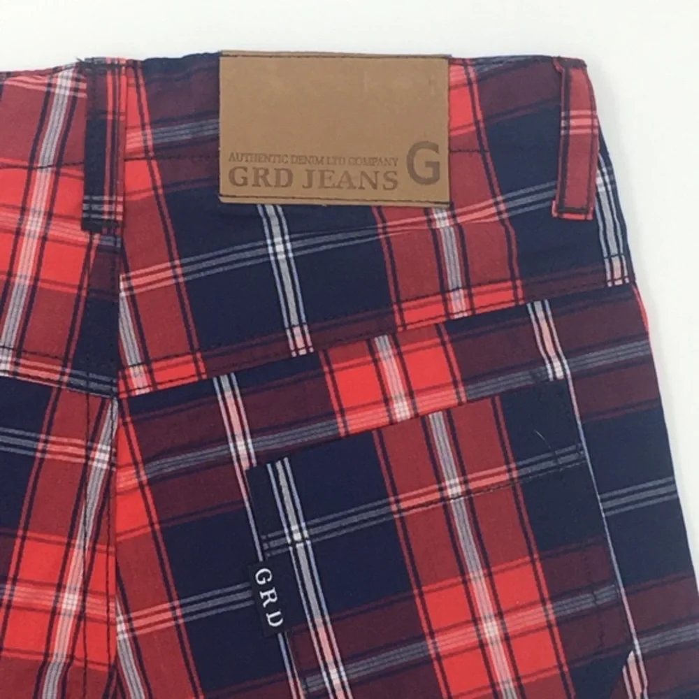 Girandola Toddler Boys Red Navy Blue Plaid Shorts